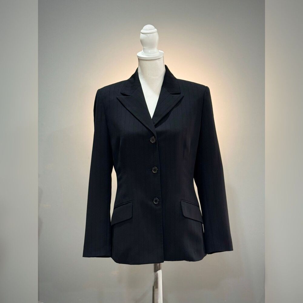 Black Le Suit Textured Stripe Jacket Size 8 EUC